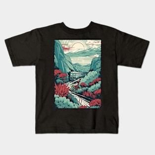 Japan Village Railway Kids T-Shirt